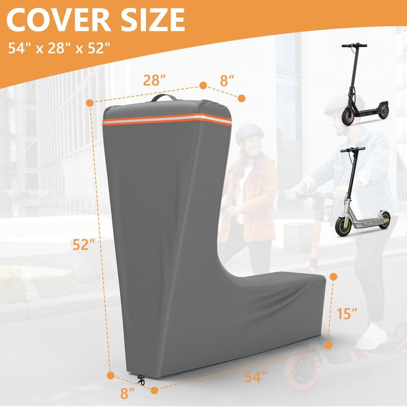 NYFITY Electric Scooter Cover,All Season Universal Scooter Cover for 300W to 2000W Electric Scooters,Outdoor Waterproof and Dustproof Scooter Covers,54X28X52,Gray