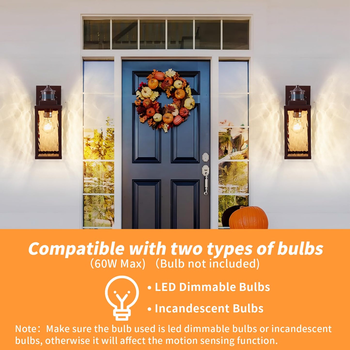 MDENLT 2 Pack Bronze Motion Sensor Outdoor Wall Lights,Updated Dusk to Dawn Outdoor Lighting, Exterior Light Fixtures Wall Mount,Waterproof Porch Light Outside Lights for House