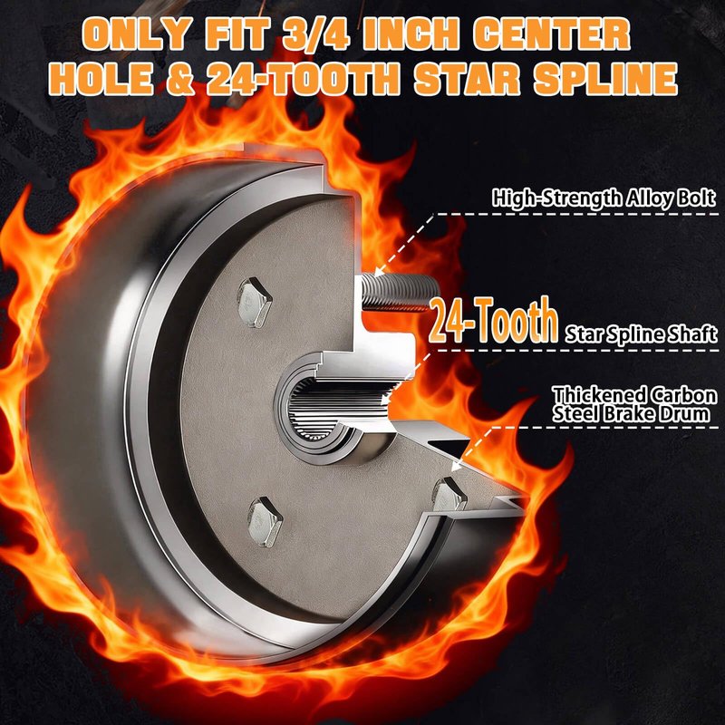 EZGO TXT Brake Hub Drum Maintenance Kit for 1997-2008 EZGO TXT Electric Vehicles, Includes Brake Drums Brake Shoes Spring Kits, OEM# 19186G1 70794G01 70795G01, Not Fit Gas Models