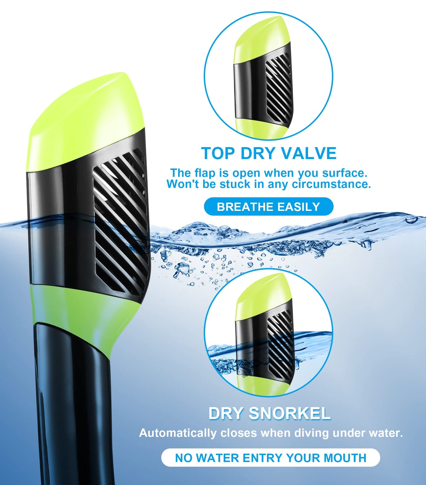 Aegend Snorkeling Gear for Adults Youth Kids, Snorkel Mask with Top Dry Valve - Panoramic View Anti-Leak and Anti-Fog with Mesh Bag for Snorkeling, Scuba Diving, Freediving & Swimming