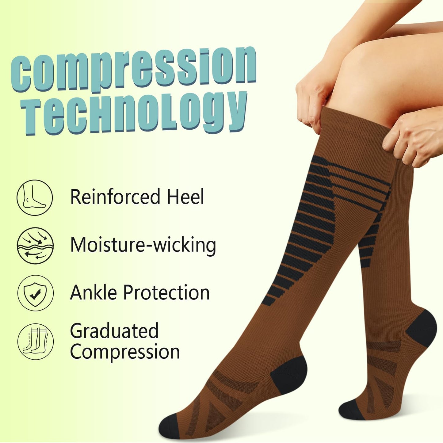 Iseasoo Copper Compression Socks 15-20 mmHg for Men & Women 8 Pairs – Circulation Support for Nurses, Travel, Running, Hiking, Soccer（L/XL）