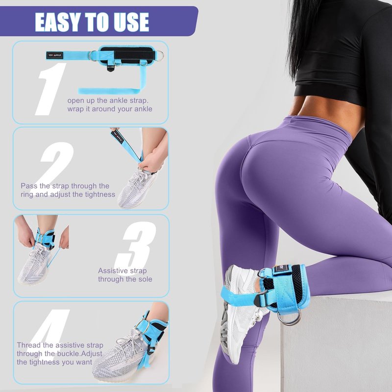 Ankle Resistance Cuffs - Leg & Glute Home Workout Bands - Hip Cable Machine