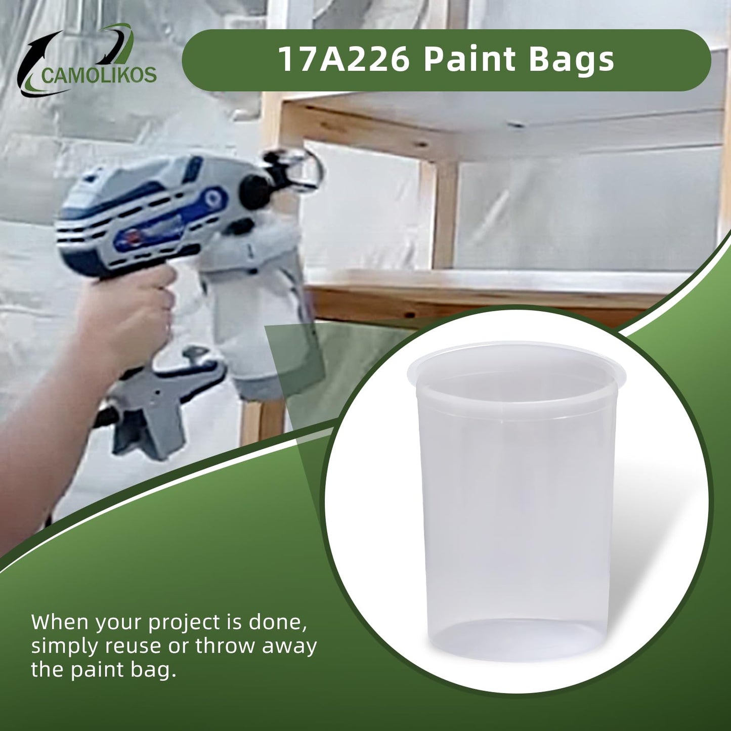 17A226 Paint Bags Compatible with Graco,17A226 for FlexLiner 32 oz (Clear 10PC)