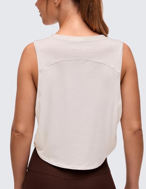 CRZ YOGA Pima Cotton Tank Top for Women - Loose Sleeveless Athletic Shirt for Yoga & Gym