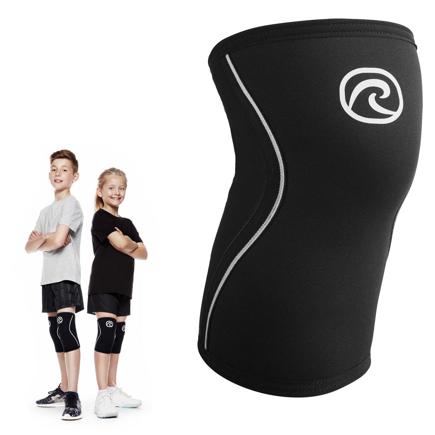 Rehband Kids Knee Sleeve made from 5mm Noprene, Knee Brace - Youth Girls & Boys Compression Knee Brace for Sports: Football, Hockey, Basketball or Running, Colour:Black, Size:Small