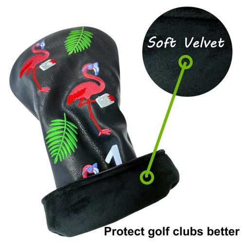 Flamingo Golf Club Headcover 3 Wood Head Cover Golf Premium（PU Leather Fairway Wood Head Cover Gift for Men (1pc (for Fairway))