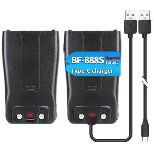 Baofeng Walkie Talkie Battery Replacement Type-C Charger 1500mAh Rechagable Li-on Battery for BF-888S BF-777S BF-999S Retevis H-777 and Walkie Talkies 2Pack