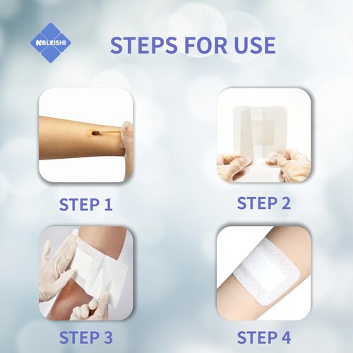 NBLEISHI Sterile Non Woven Island Wound Dressing 6 X 8 inch,Extra Large Cover with Adhesive Bordered Gauze Pads,Breathable and High Absorbent Non-Stick Center pad,Latex Free, 15 Individually Pack