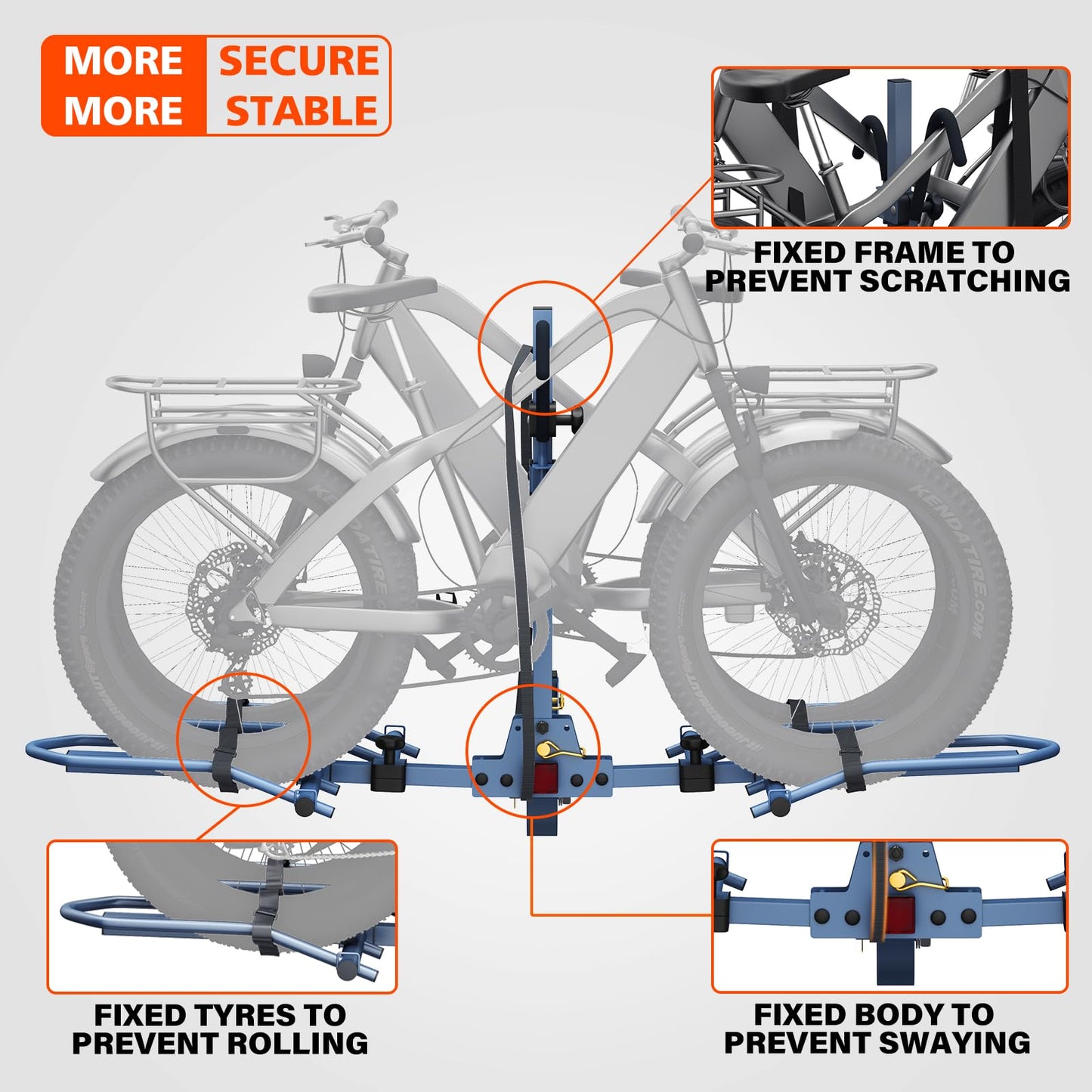 AKHAL-TEKE Bike Hitch Rack, Wobble Free Smart Tilting Bike Rack, Foldable 2-Bike Rack for Standard, Fat Tire and E-Bike, 2-Bike 180 lbs Capacity, Fits 2-inch Receiver