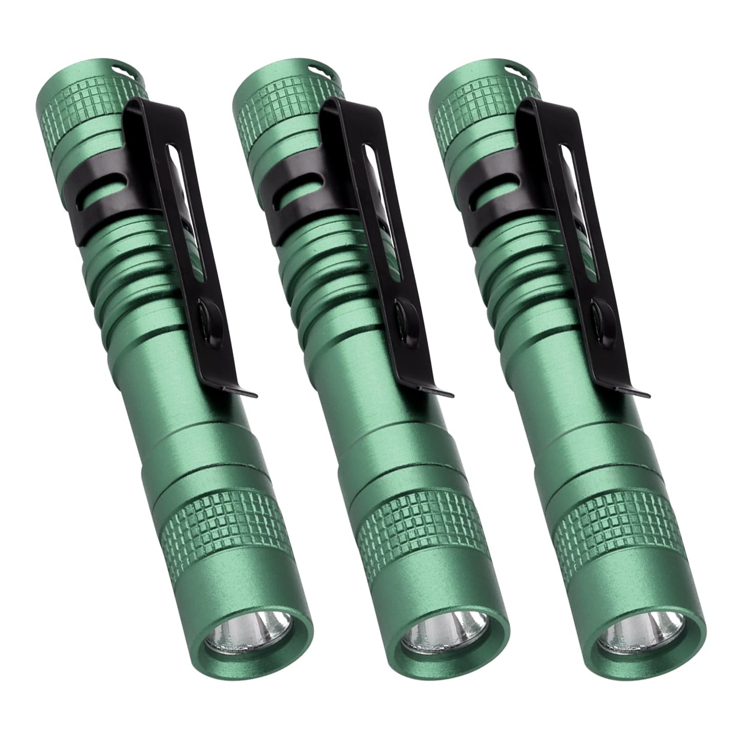 hoeslaw Mini Flashlight, AAA Small Pen Light with Clip, Portable 500lm Pocket Pen Flashlight for Inspection Repair Outdoor Emergency (3 Pack, Green, 3.5")