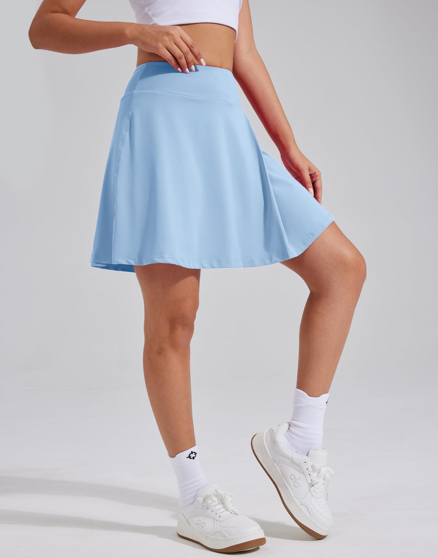 Pioneer Camp Women 18'' Tennis Skirts High Waisted Golf Skort with Shorts Pockets Athletic Long Skirts Workout Running Black