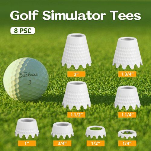 Rigrig 8 Pack ‌Golf Simulator Tees, Plastic Golf Mat Tees for Home, Indoor and Outdoor Golf Practice Training for Winter Turf, Golf Mats and Driving Range, White