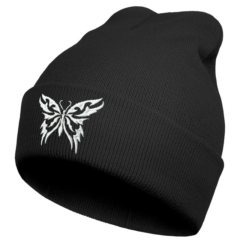 Cool Cute Knit Beanie Hats for Men Women Emo Gothic Birthday Christmas Halloween Skull Goth Skeleton Gifts Winter Presents (Butterfly)