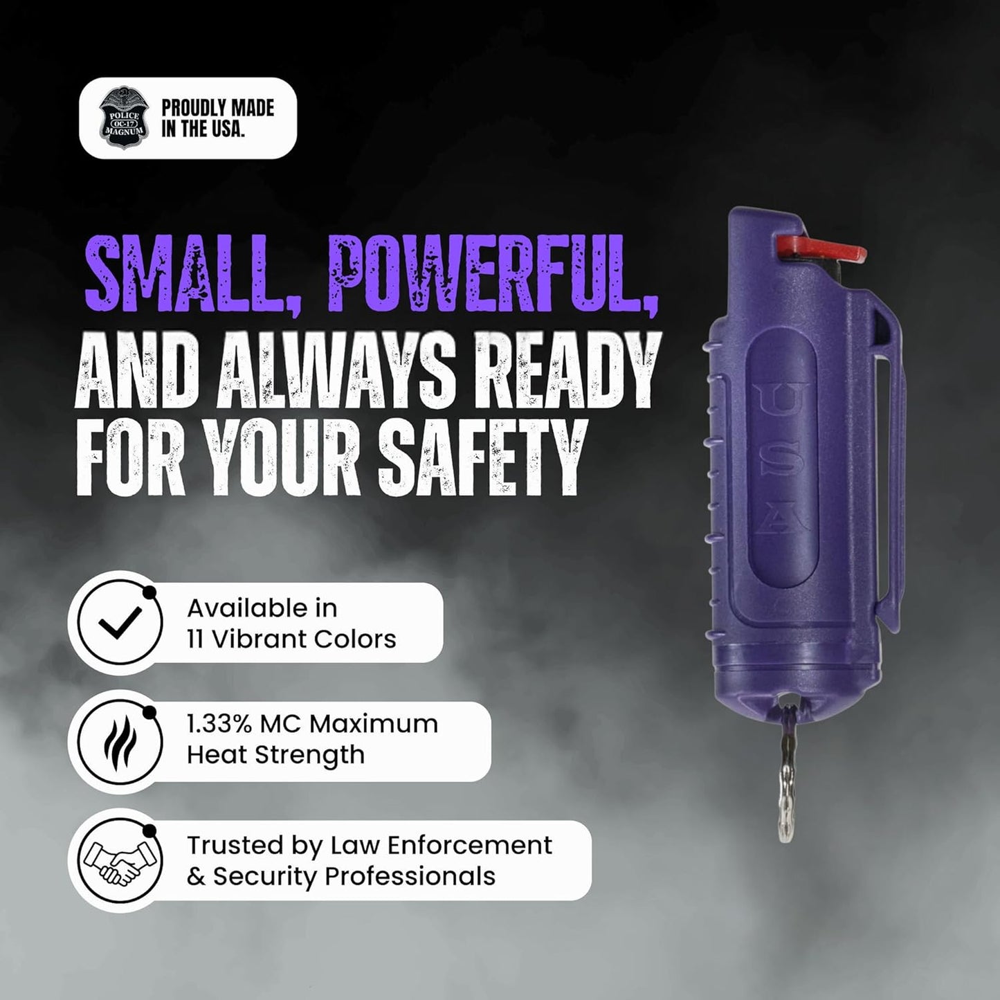 Police Magnum Keychain Pepper Spray - Tactical OC Self Defense with Clip Holder | Compact & Safe for Men & Women