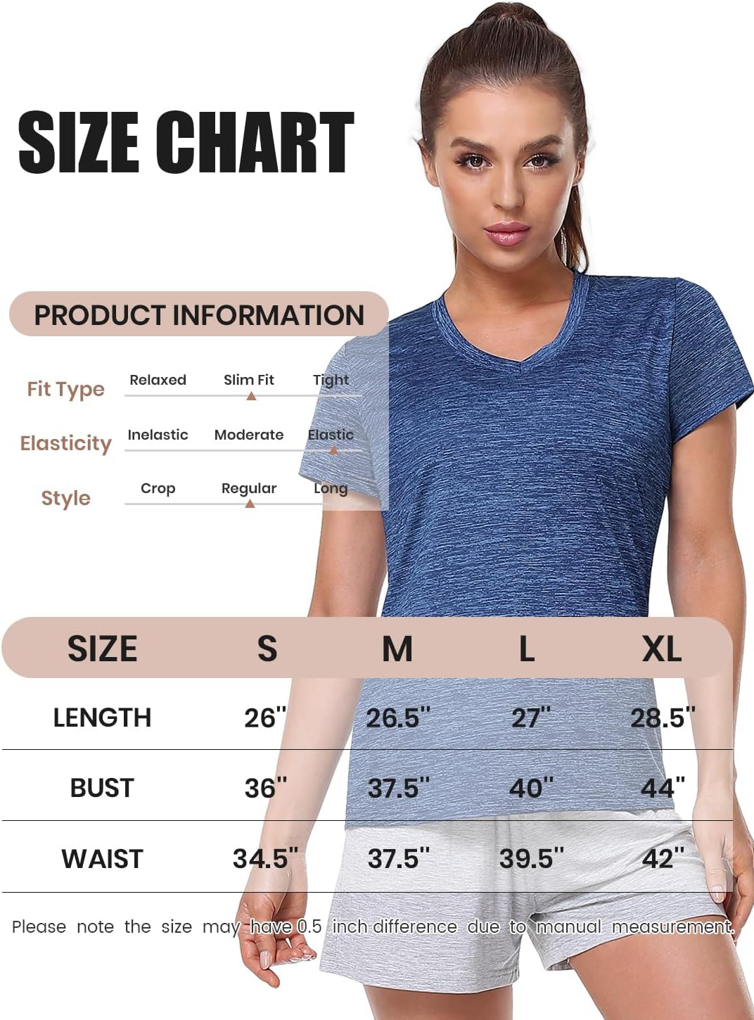 Skiennix Women's Moisture-Wicking Athletic V-Neck T-Shirt - 5-Pack, Short Sleeve, Comfortable Fit