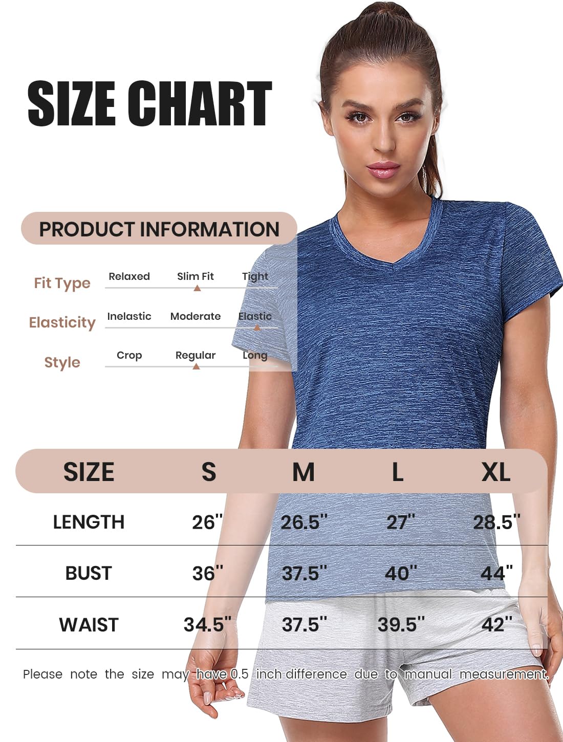 Cosy Pyro Women Short Sleeve V-Neck Athletic T-Shirt Exercise Tees Set 8 XL