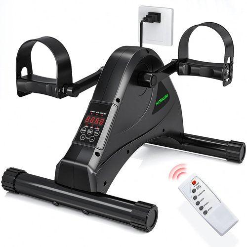 HOMGIM Motorized Mini Exercise Bike Electric Pedal Exerciser for Seniors Rehab Training, Under Desk Bike Pedal Exerciser for Arm/Leg Fitness & Physical Therapy, 6 Levels Speed Adjustment (Black)