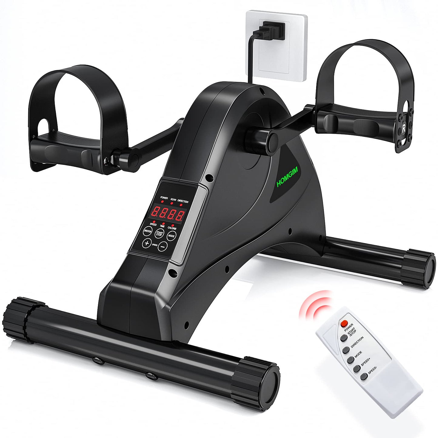 HOMGIM Motorized Mini Exercise Bike Electric Pedal Exerciser for Seniors Rehab Training, Under Desk Bike Pedal Exerciser for Arm/Leg Fitness & Physical Therapy, 6 Levels Speed Adjustment (Black)