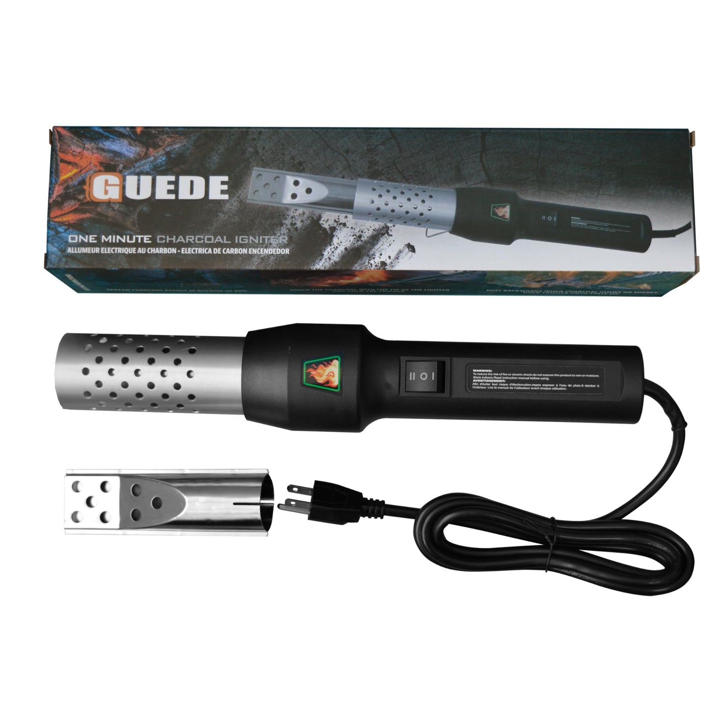 GUEDE One Minute Igniter Electro-Torch Fire Starter, Electric Charcoal Starter and Lighter, BBQ Smoker, Grill Starter, Super Heated Air with Built-In Blower