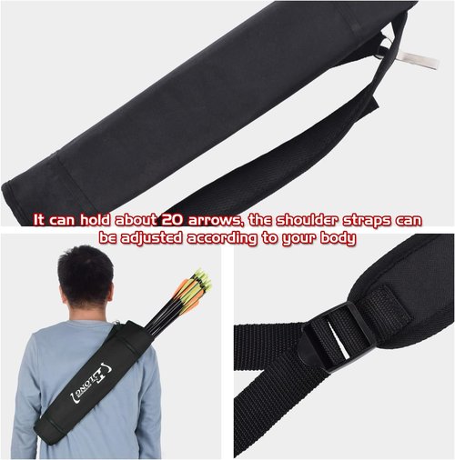 Elong Adjustable Archery Back Arrow Quiver Holder - Upgraded for Compound & Recurve Bows | Perfect for Youth & Adults