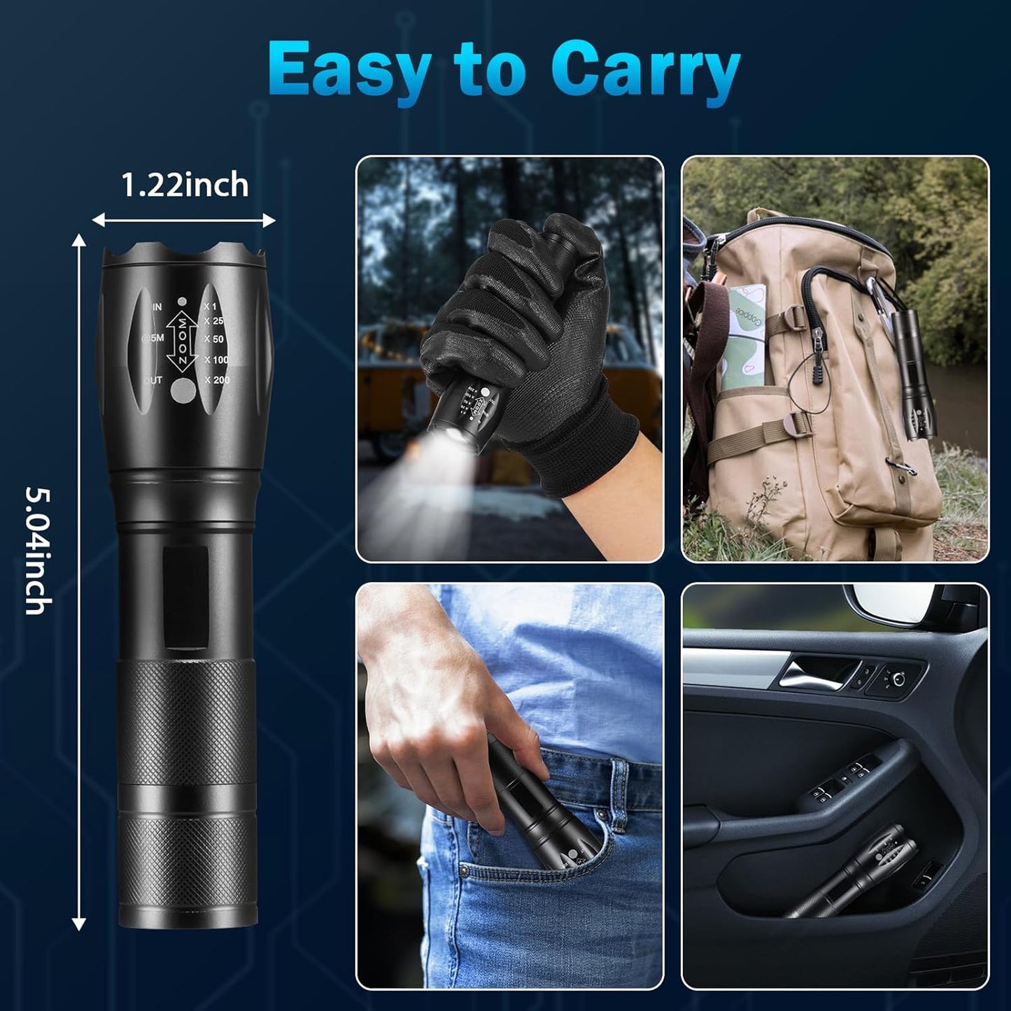 Skiennix 6-Pack LED Flashlights - High Lumens Tactical Flashlights with 5 Modes | Compact & Powerful for Home & Camping
