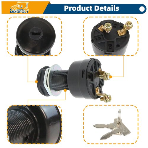 MIXOPOLY Ignition Key Switch for Club Car DS Electric Golf Cart 1996-Up, 2 Terminals Stater Switch Replace OEM 101826201, 1018262-01
