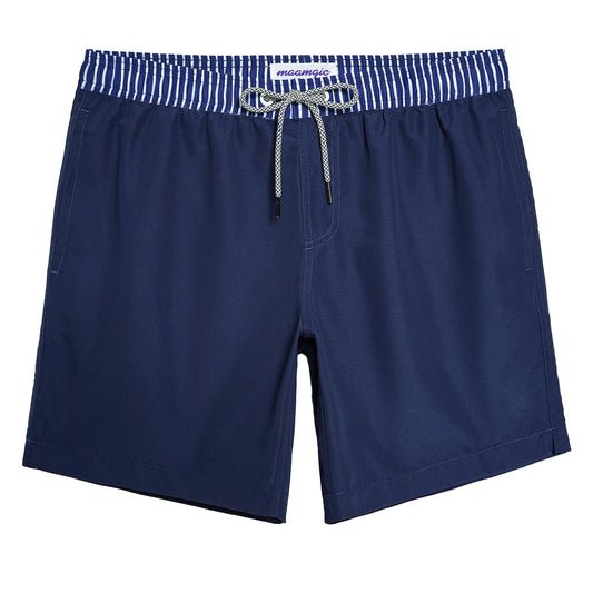 MaaMgic Mens Quick Dry Solid Swim Trunks with Mesh Lining Swimwear Bathing Suits,Navy-glm005,Large