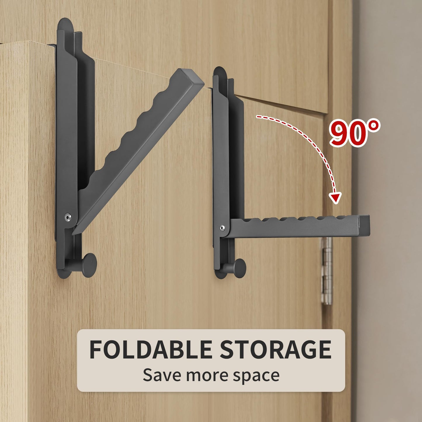 Over The Door Hooks Hanger Fit Door up to 1 3/8" Optimal 1pc,Space Saving Hanging Storage Hanger,Folding Over The Door Organizer Rack for Clothes, Towels for Bedroom Bathroom(Space Grey, 1 Pack)