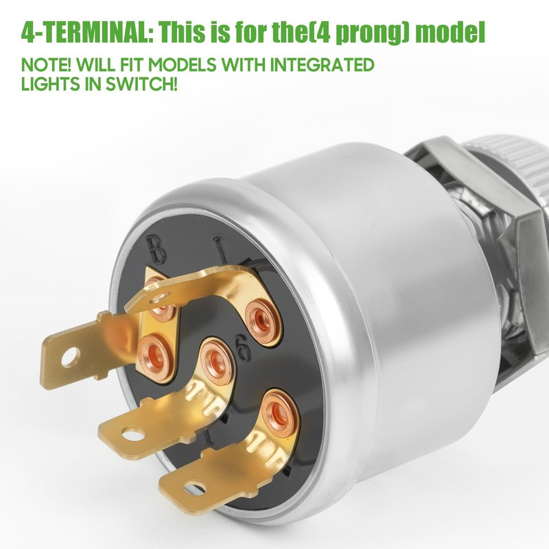 10L0L Ignition Switch for EZGO Golf Carts (1981-Up) - 4-Terminal Key Starter Switch Compatible with TXT, Workhorse, ST, Shuttle & Medalist Models - Replace OEM 33639-G01 (Standard Key)