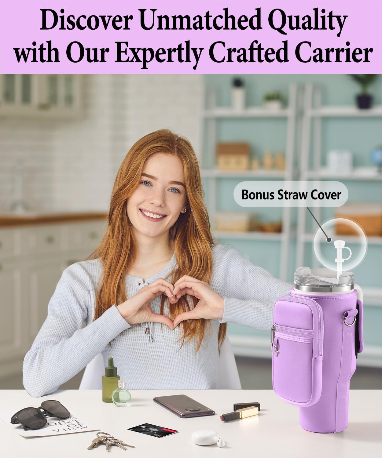 Simple Modern Carrier Bag for Stanley 40 oz Tumbler - Adjustable Phone Pocket & Sling Sleeve Holder