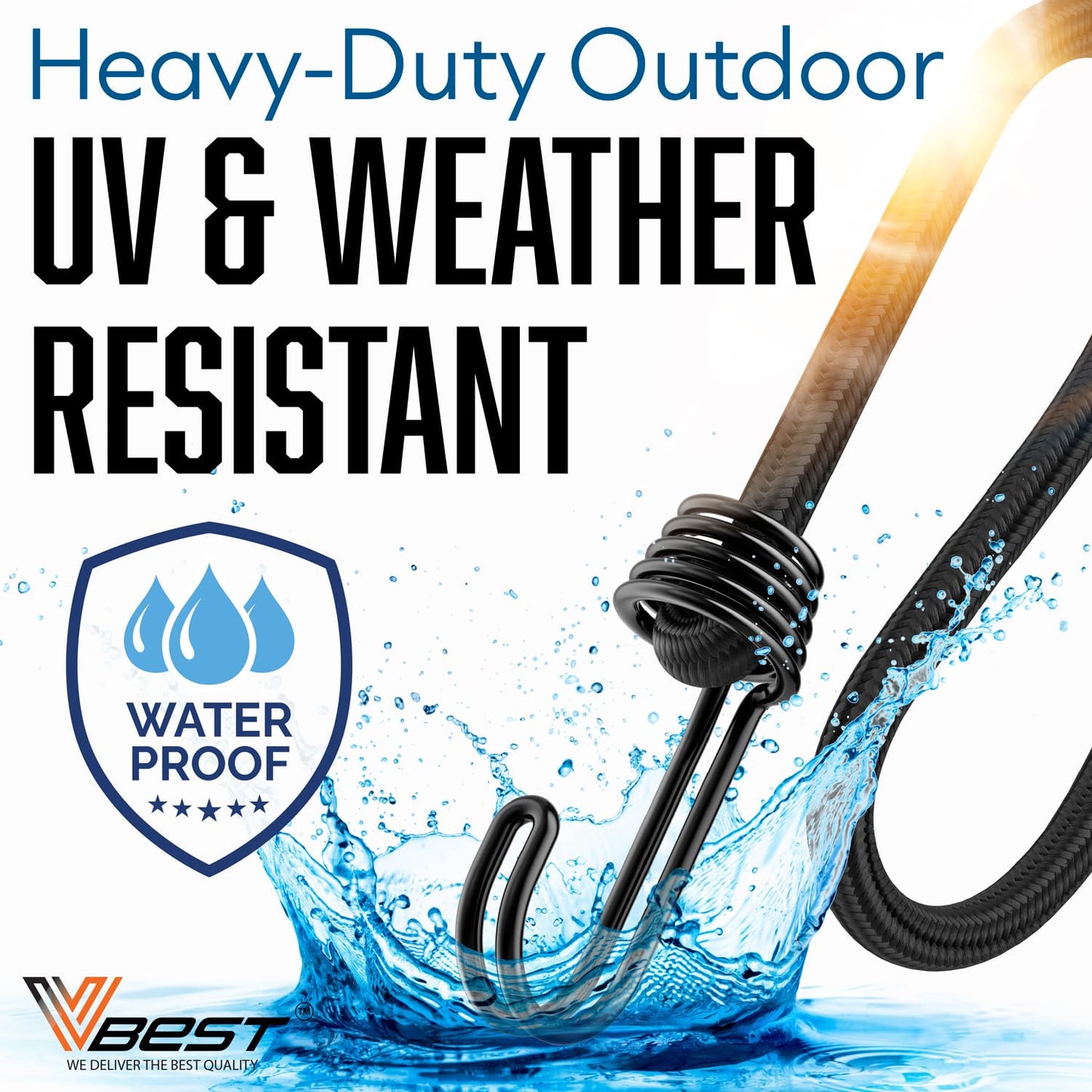 VBEST 24 Inch Bungee Cords with Hooks - 12 Piece Black Bungee Cords Heavy Duty Outdoor 2 ft