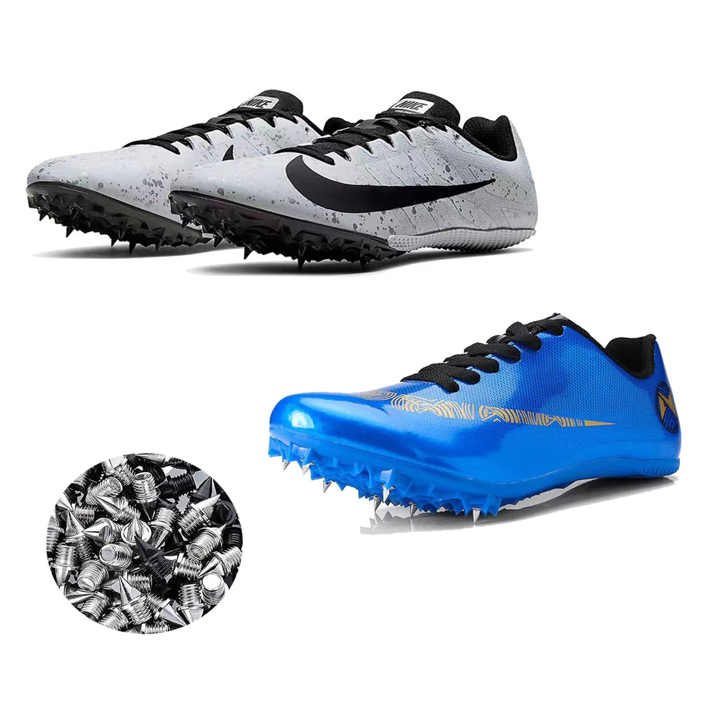 SUIGREOY 1/4 Inch Track Spikes,110 Pieces Steel Track Shoe Spikes Replacements with Spike Wrench for Sports Running Track Shoes,Used for Track and Field Sprinting or Cross Country(Black+Silver)