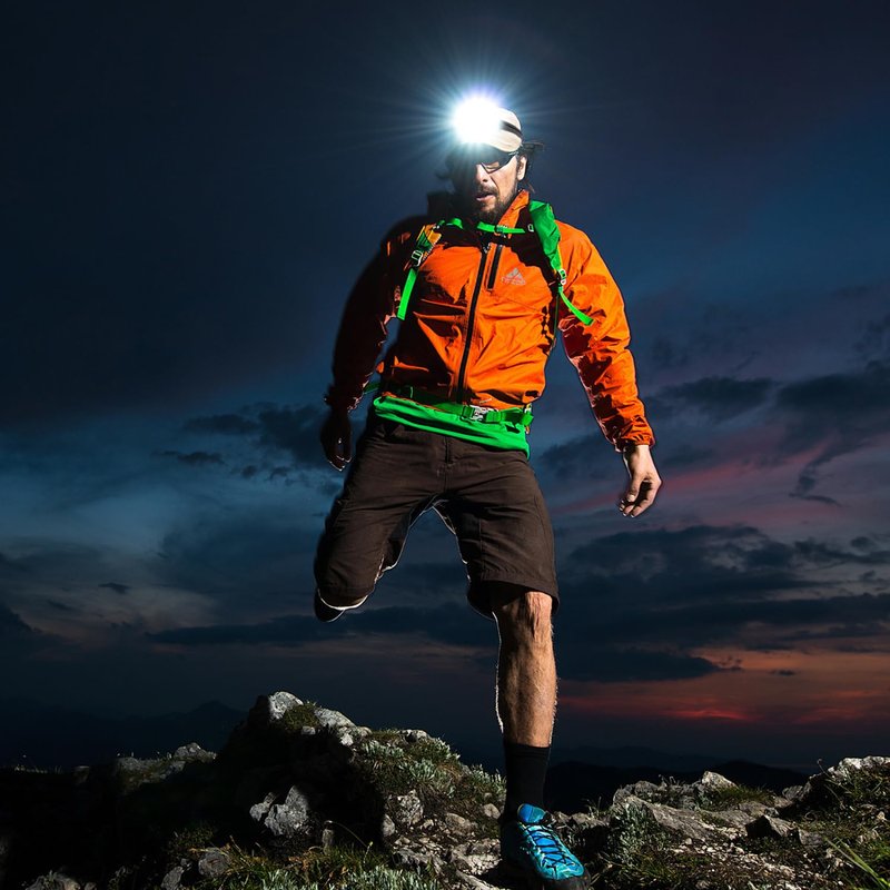 Aigostar Rechargeable Headlamp 6500K 600Lumen Head Light,Waterproof Bright SOS Flashing Long-Lasting Outdoor Pivoting Head Lamp for Camping Hiking Running Fishing Cycling Miner Construction Emergency
