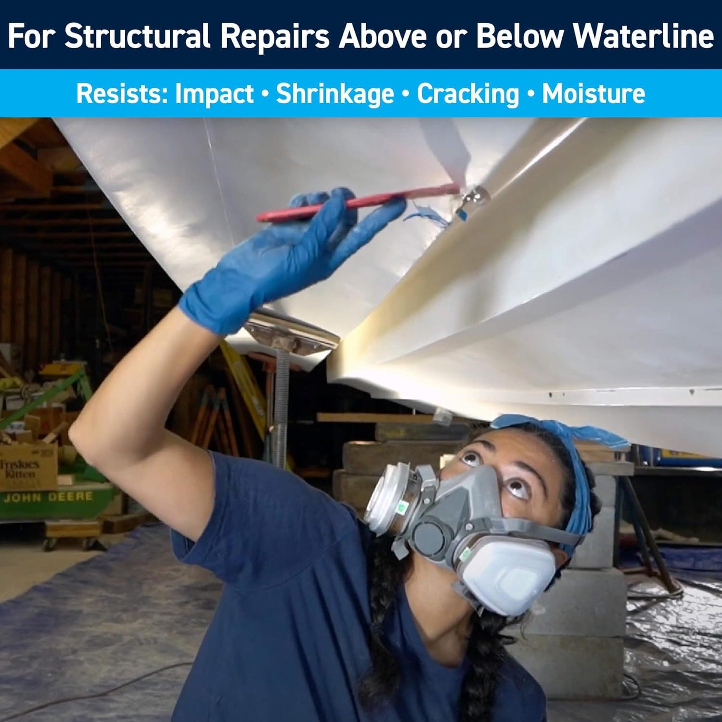 TotalBoat Polyester Structural Repair Putty - Marine Grade Fiberglass Filler for Boat & Auto Repairs