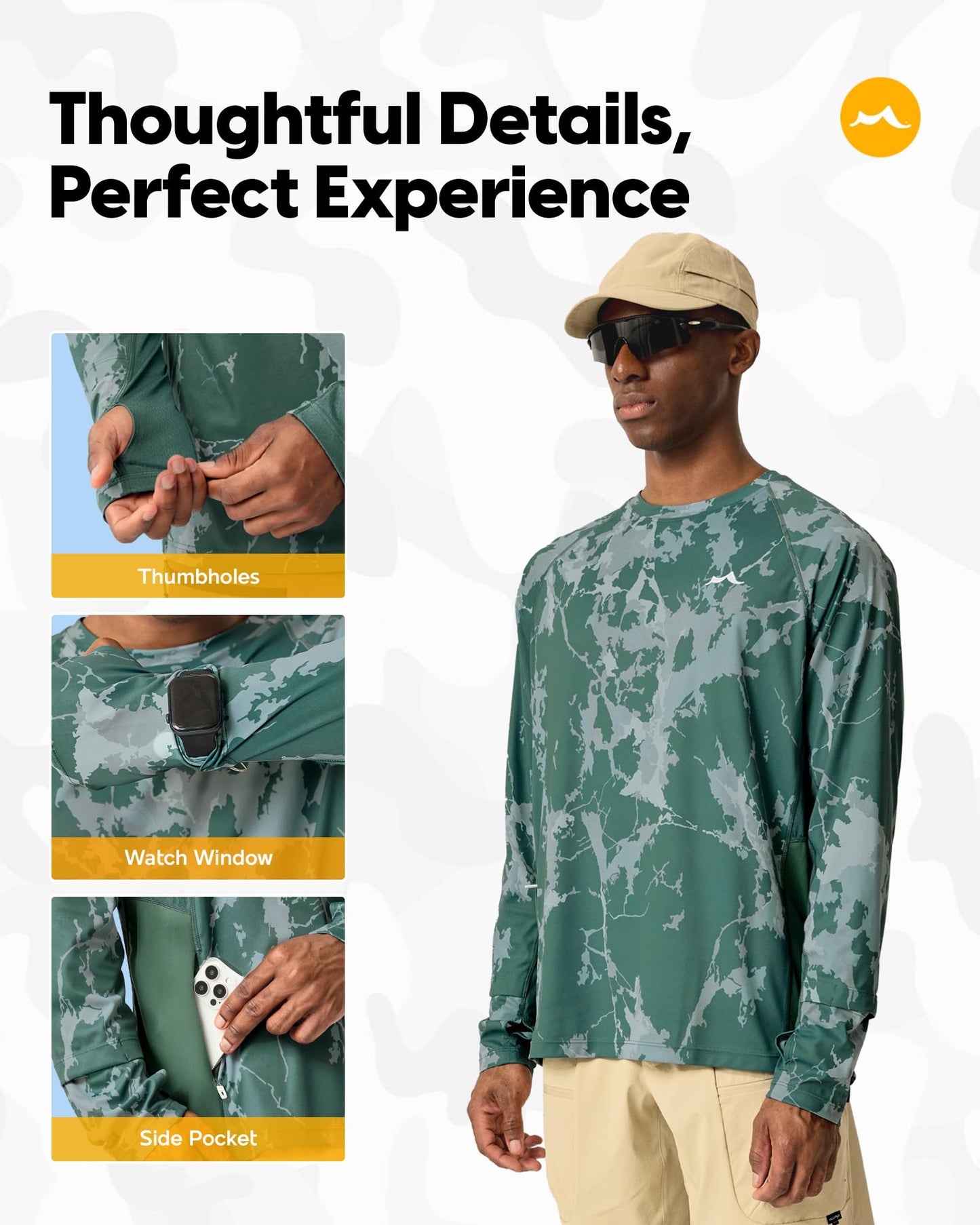 maamgic Mens Swim Shirts UPF 50 Stylish Long Sleeve Rash Guard Breathable