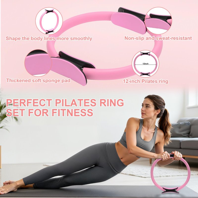 CARDOBIR Pilates Equipment for Women 18 PCS at Home Pilates Kit 12" Pilates Ring Set for Beginners Home Workouts (Fashion)