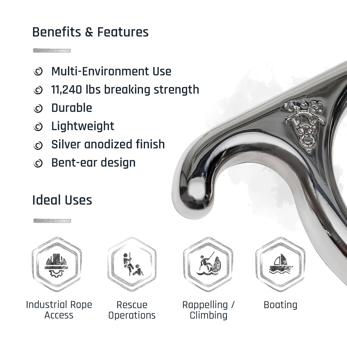 ProClimb Figure 8 Descender | Stainless Steel | Rappelling and Rescue | 50 kN | Bent Ear Design