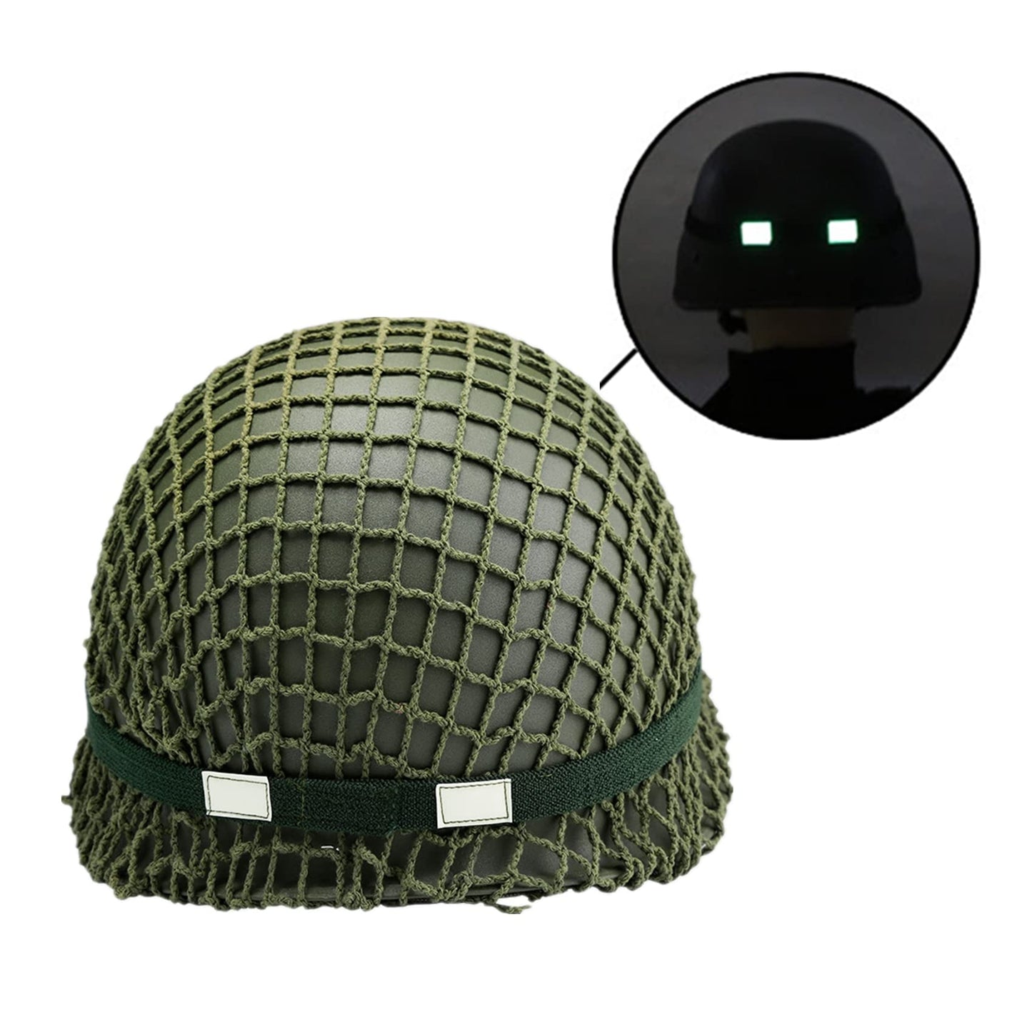 SYLPHID Outdoor Green WW2 US M1 Helmet Steel Field with Net Cover cat Eye Belt