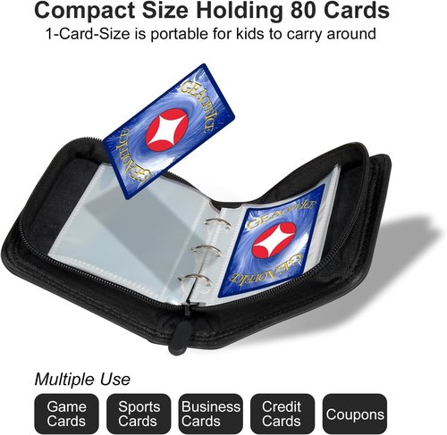 GEAoffice Mini Card Binder - Lightweight 1 Pocket Album for 80 Trading Cards | Black