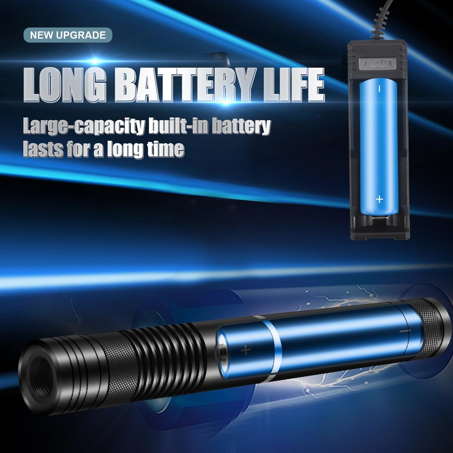 FUIIKEEM Green Laser Pointer High Power, Rechargeable Flashlight with Laser Pointer for Night Astronomy Outdoor Camping Hunting and Hiking