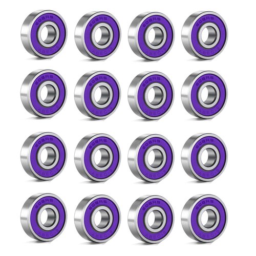 Skateboard Bearings RENGYI Precision Fast Spin ABEC 9 Chrome Steel Bearing for Longboards, Skate Boards, Scooters and Roller Skates (16-Pack, Purple)