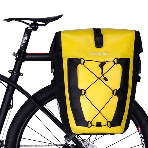ROCKBROS Bike Pannier Waterproof 27L Large Capacity Bike Bag Rear Rack Bicycle Pannier Bag Waterproof for Grocery Touring Cycling Yellow*1