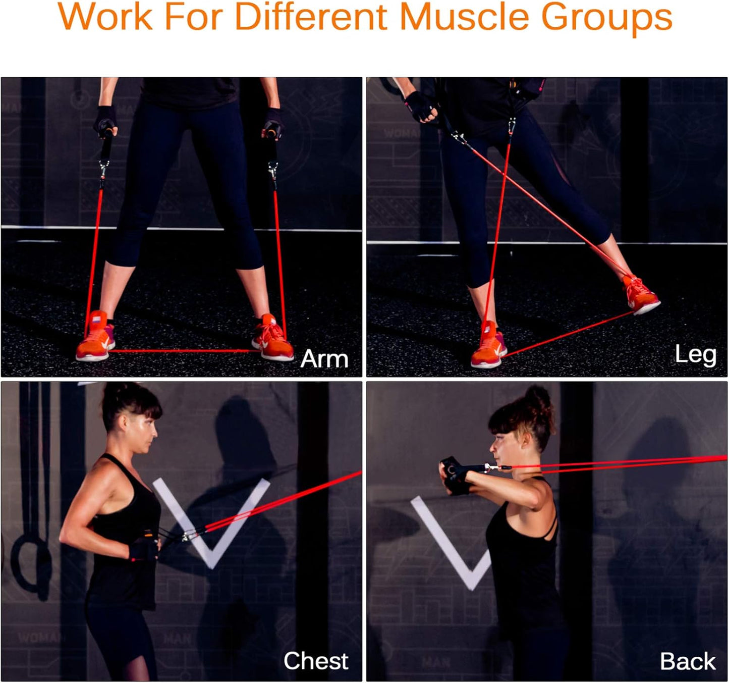 Resistance Bands Set by [Brand Name] - 12-Piece Workout Bands with Handles, Door Anchor & Carry Bag for Home Fitness