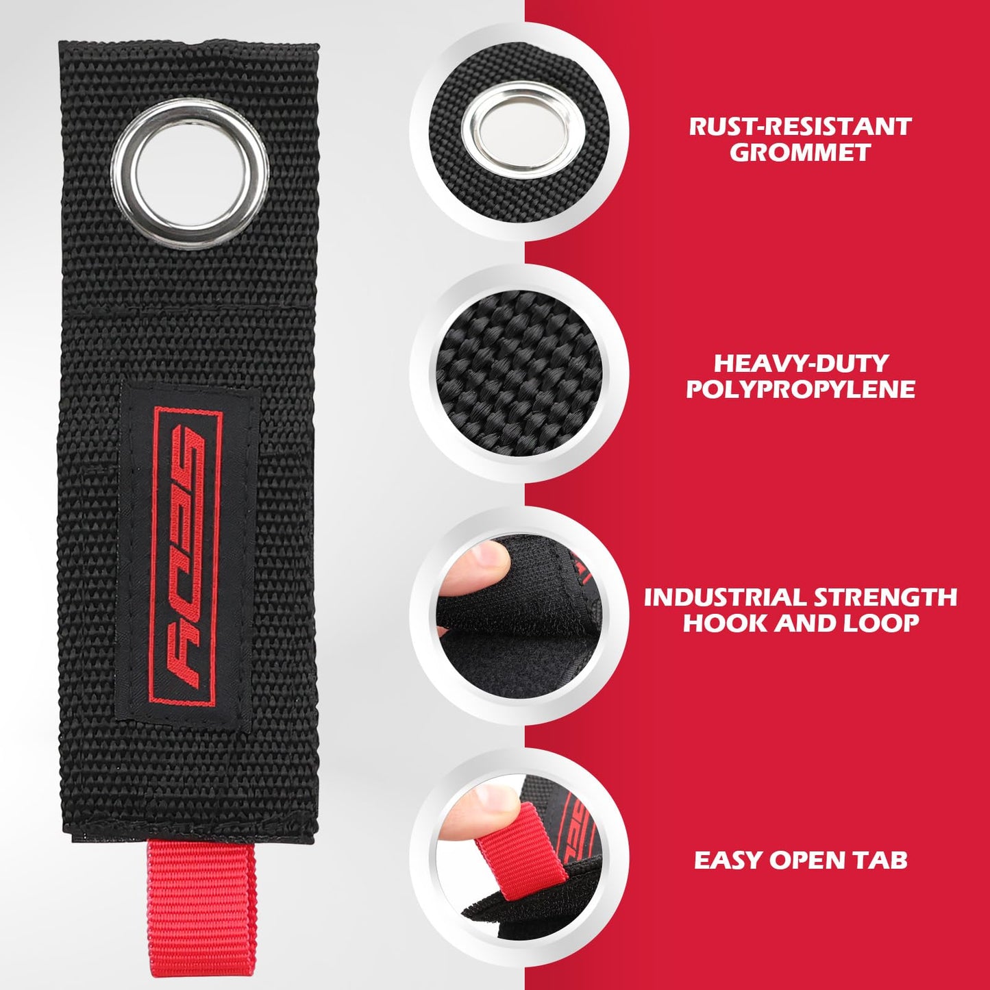 6 Pack Heavy Duty Large Storage Straps, 13", 10", 17" Reusable Cable Ties with Carry Handle, Cord Organizer Loop Hangers for Extension Cords, Hoses, Power Cables, and Ropes