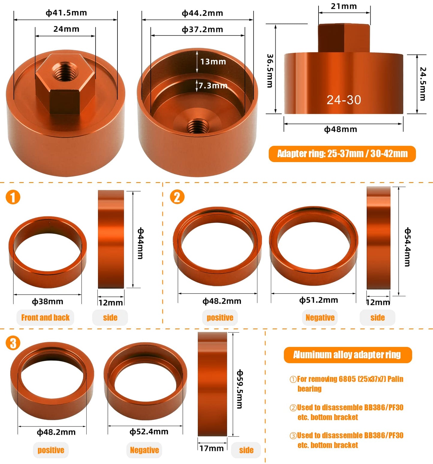 OugeWood Bicycle Bottom Bracket Install and Removal Tool Kit, Bearing Press Tool,Bike Bottom Bracket Remover,Suitable for BB86/BB30/BB91/BB92 and More