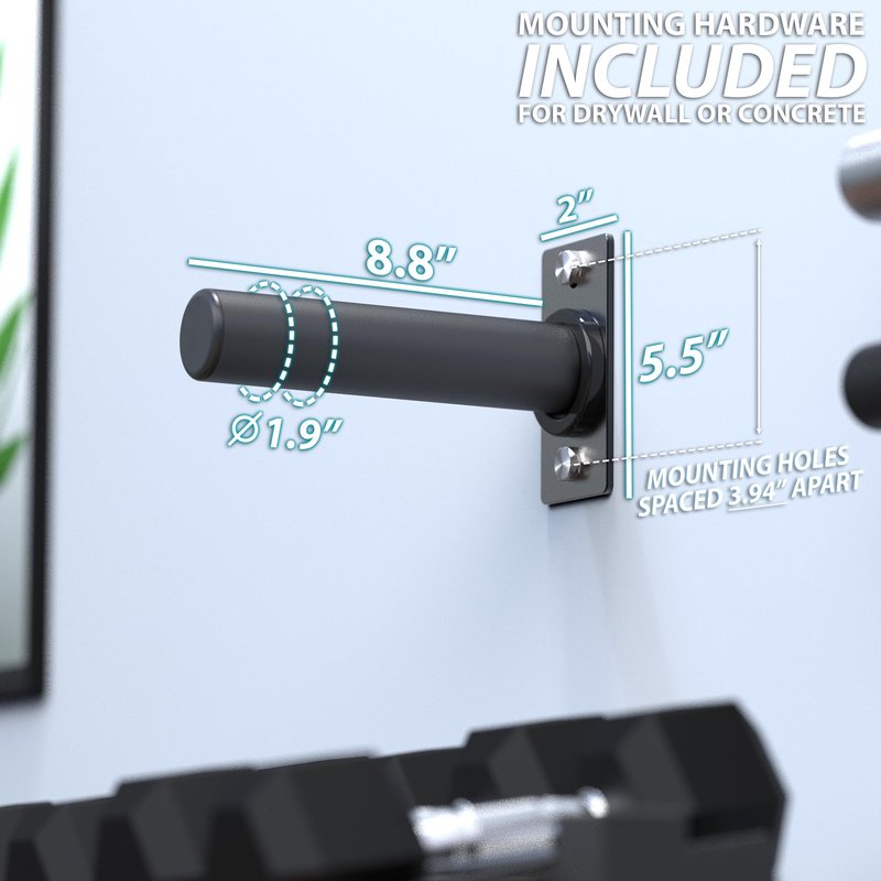 Synergee Weight Plate Storage Pegs. Wall Mounted Storage, 2" Opening Weight Holder. 275lb Capacity Gym Storage Rack. Double Peg.