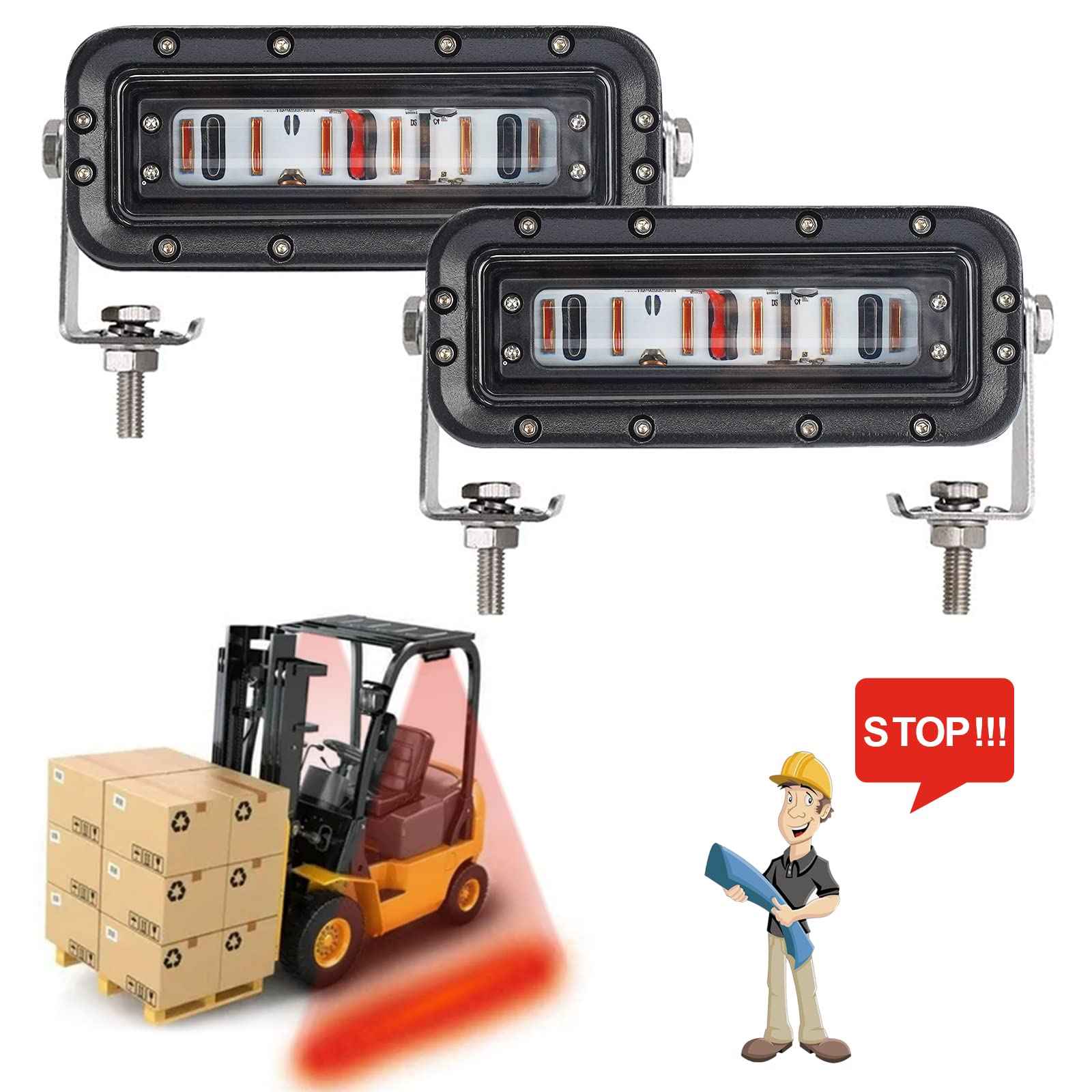 Forklift Safety Light LED Upgrade, Red Zone Danger Forklift Warning Light, Red Line Boundary Warehouse Work Lights Truck Security Indicator Lamp- 2Pack