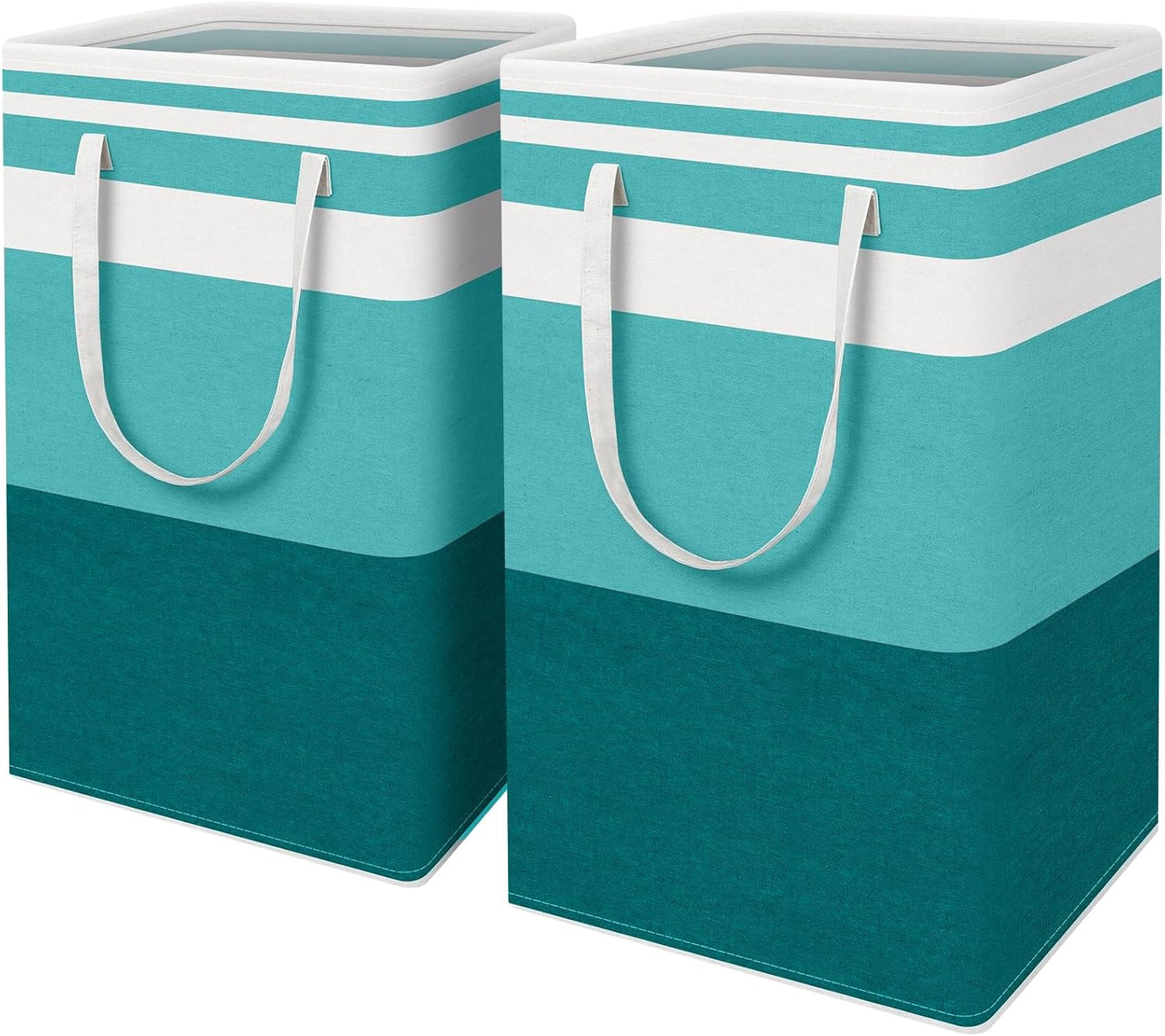 Waterproof 100L Laundry Basket Set - Collapsible Freestanding Hamper with Extended Handles - 2-Pack Gradient Grey for Clothes & Toys