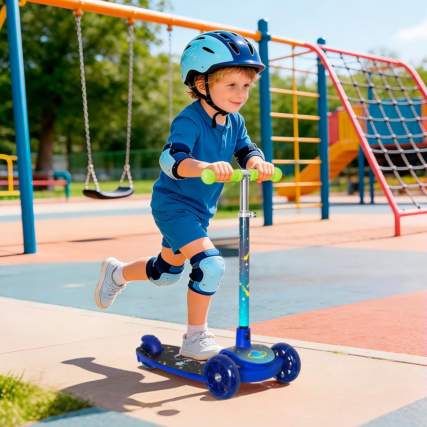 Nattork 3-Wheel Toddler Kick Scooter - Adjustable Height, Light-Up Wheels & Anti-Slip Deck for Ages 2-8