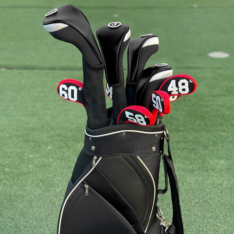 Andux PU Golf Hybrid Club Head Covers with Dial No. Tag Long Neck 4pcs/Set CTMT-04 Black